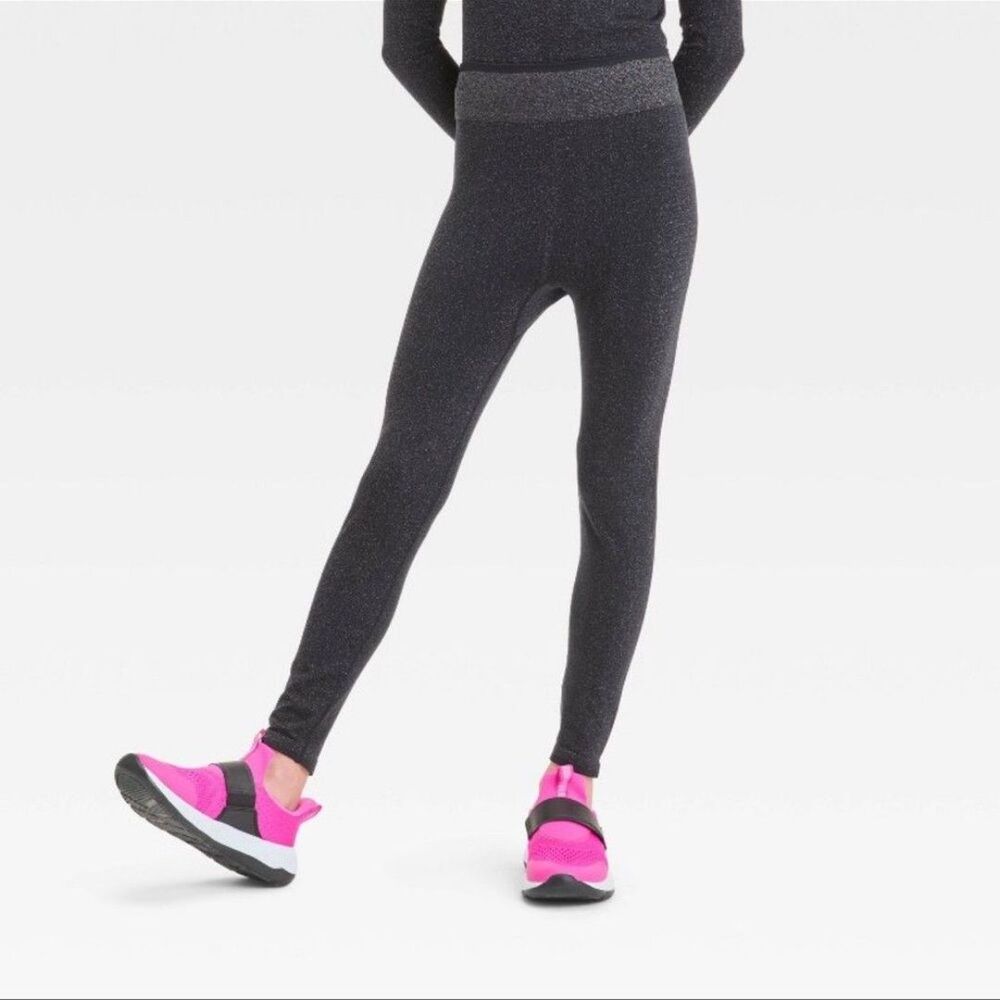 Girl's Seamless Leggings - All In Motion Black‎ sparkly M
